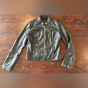 New Look Black Quilted Faux Leather Moto Jacket
